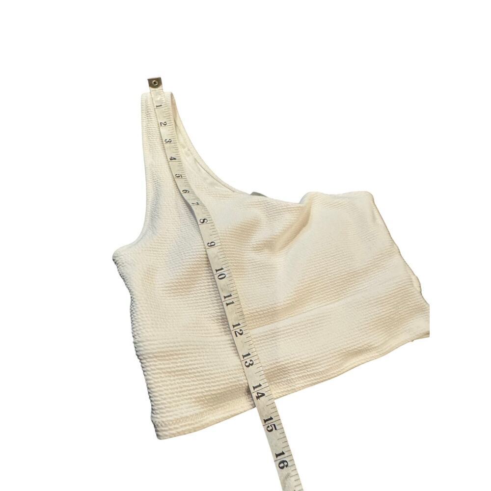 Old Navy One Shoulder Crop Top White Ribbed Stretch Sleeveless Womens Small - Picture 8 of 9